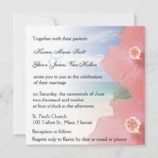 Tropical Love l Hibiscus Beach Wedding Invitation