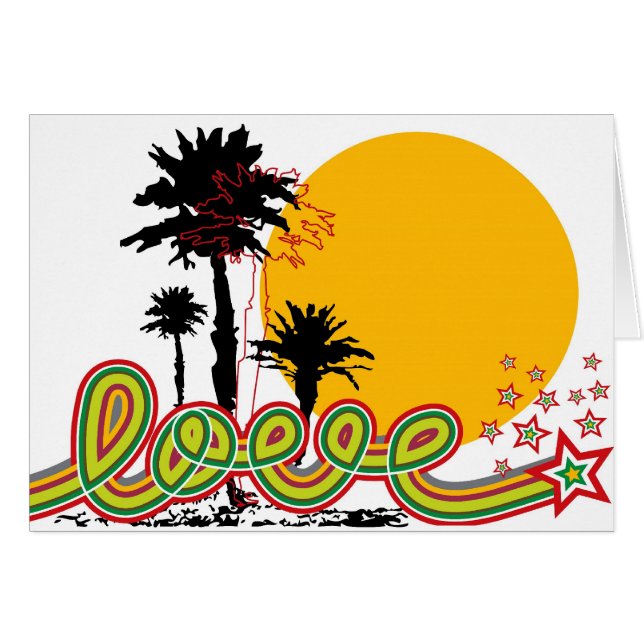Tropical Love Palm Trees Silhouette Card (Front Horizontal)