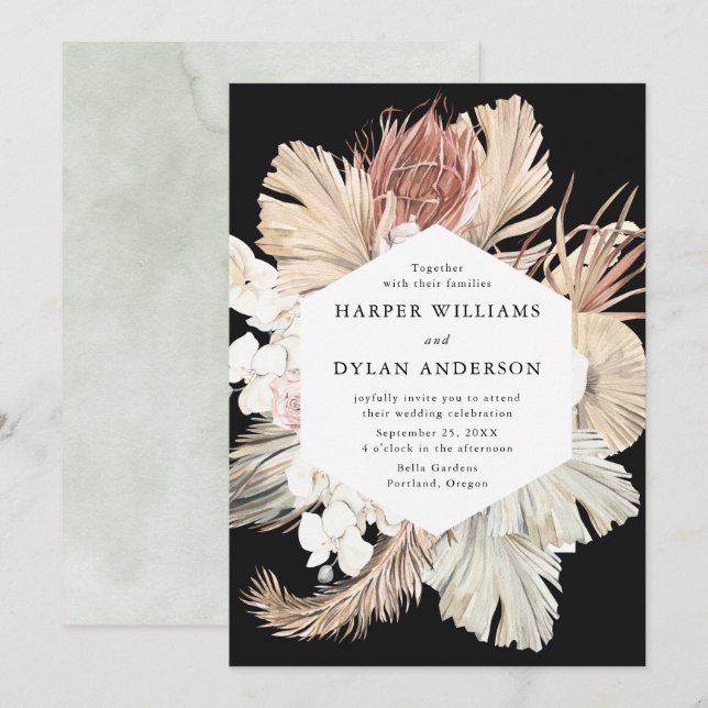 Tropical Love Watercolor Floral Wedding Invitation (Front/Back)