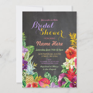Tropical Luau Aloha Chalk Bridal Shower Dinner Invitation