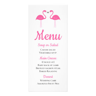 Tropical Luau Beach Pink Flamingos Wedding Menu