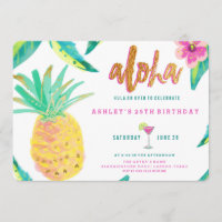 tropical luau birthday invitation