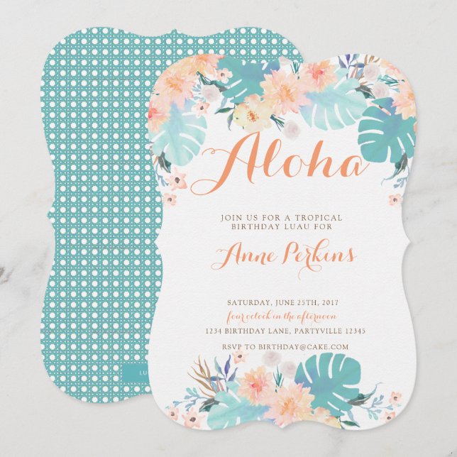 Tropical Luau Birthday Invitation (Front/Back)