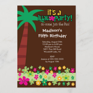Tropical Luau Birthday Pool Party Invitation