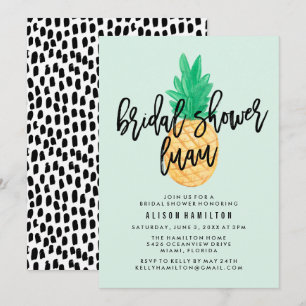 Tropical Luau Bridal Shower Invitation in Mint