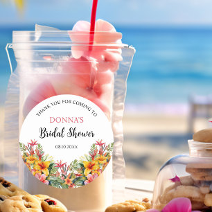 Tropical Luau Hawaiian Bridal Shower Classic Round Sticker