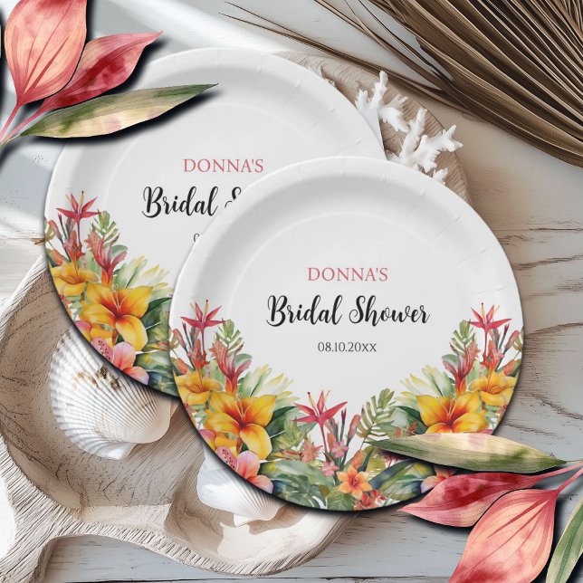 Tropical Luau Hawaiian Bridal Shower Paper Plate (Creator Uploaded)