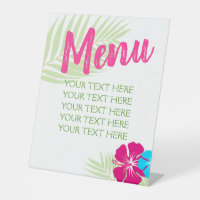 Tropical Luau Hawaiian Editable Menu Table Party
