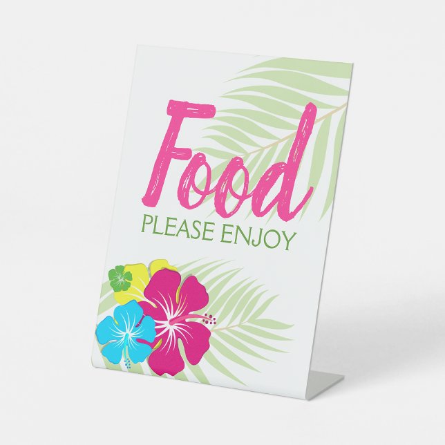 Tropical Luau Hawaiian Hibiscus Food Table Party Pedestal Sign (Tropical Luau Hawaiian Hibiscus Food Table Party Pedestal Sign)
