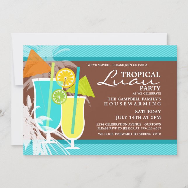 Tropical Luau Housewarming Party Invitations (Front)