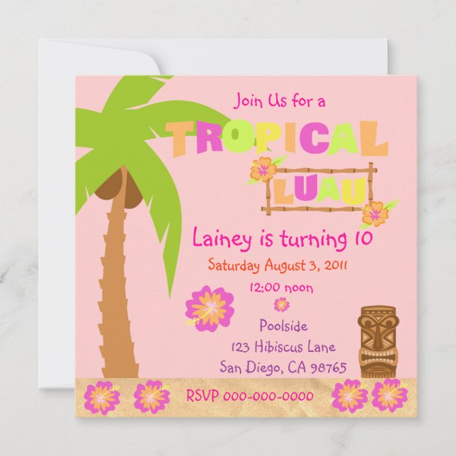 Tropical Luau Invitation (Front)
