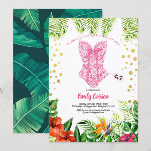Tropical luau lingerie shower bridal pool party invitation