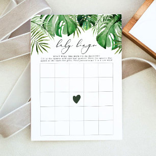 Tropical Luau Palm Bingo Baby Shower Game Card