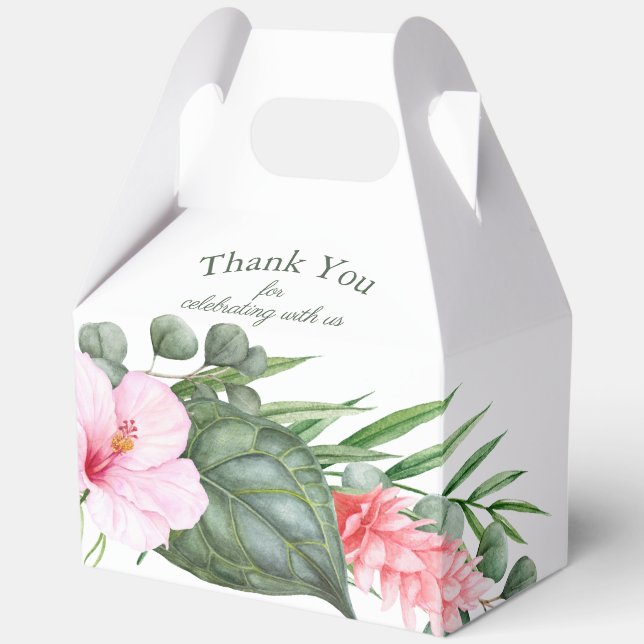 Tropical Luau Party Colourful Watercolor Floral Favour Box (Front)