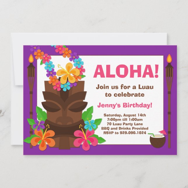Tropical Luau Party Invitation (Front)