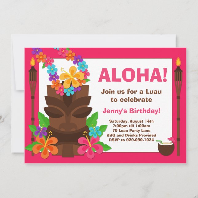 Tropical Luau Party Invitation (Front)