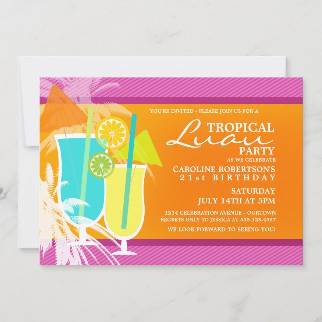 Tropical Luau Party Invitations (Front)