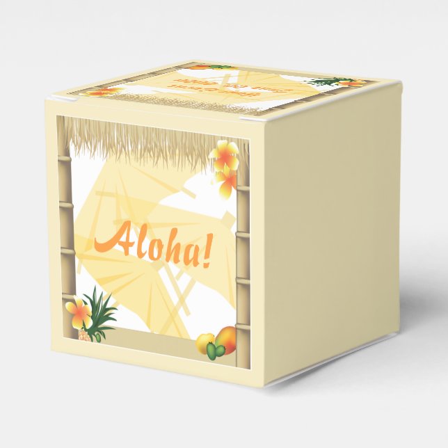 Tropical Luau Party Tiki Hut Party Favour Box (Front Side)