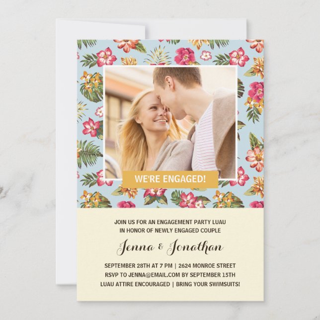 Tropical Luau | Photo Engagement Party Invitation (Front)