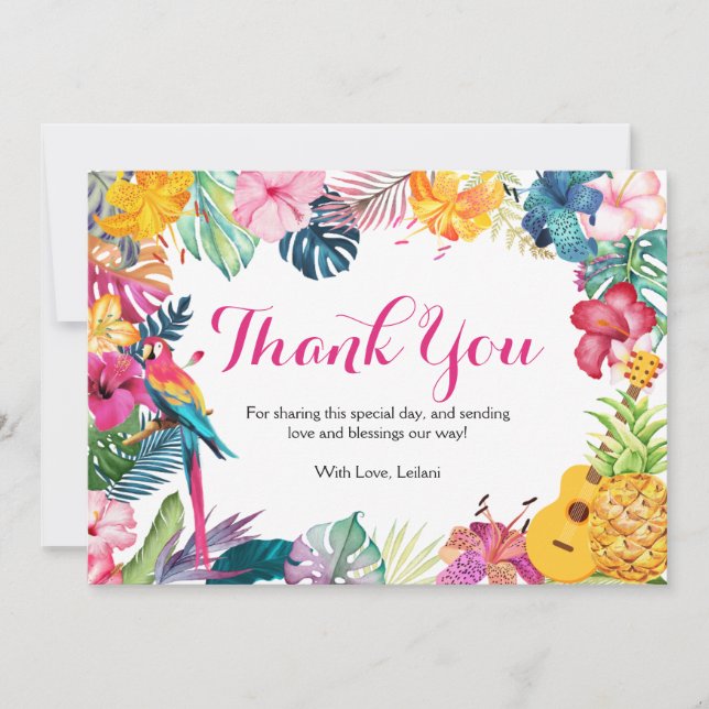 Tropical Luau Thank You Card (Front)