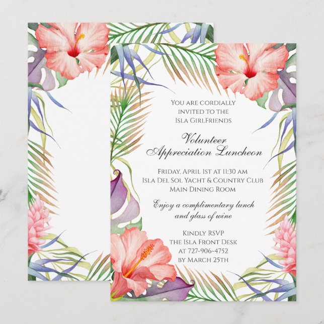Tropical Luncheon Invitation Special Order (Front/Back)