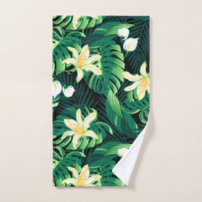 Tropical lush floral hand towel (Hand Towel)