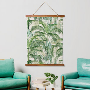 Tropical Lush Foliage Palm Leaves Pattern Hanging Tapestry