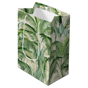 Tropical Lush Foliage Palm Leaves Pattern Medium Gift Bag
