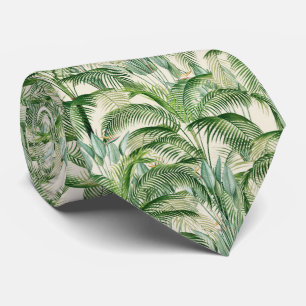 Tropical Lush Foliage Palm Leaves Pattern Tie