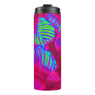 Tropical Lush Magenta Leaves Thermal Tumbler