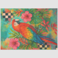 Tropical Macaw Decoupage Paper – Scarlet Parrot 