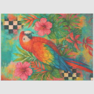 Tropical Macaw Decoupage Paper – Scarlet Parrot