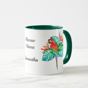 Tropical Macaw Exotic Parrot Personalised Mug
