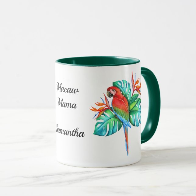 Tropical Macaw Exotic Parrot Personalised Mug (Front Right)