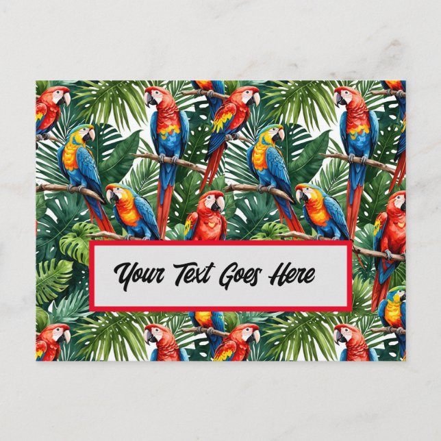 tropical macaw parrot bird greeting card easy edit (Front)