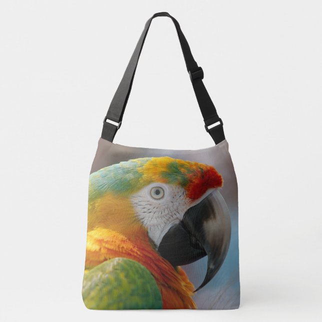 Tropical Macaw Parrot Crossbody Bag (Front)