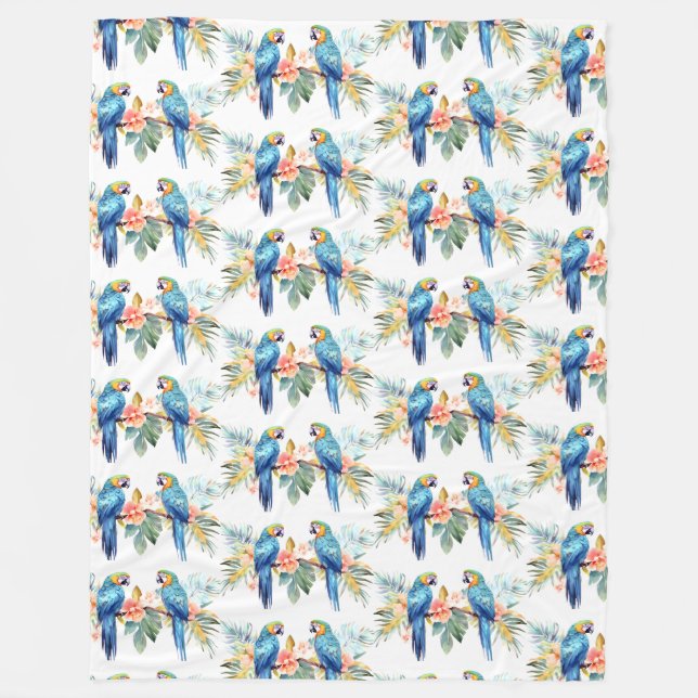 Tropical Macaw Parrot  Fleece Blanket (Front)