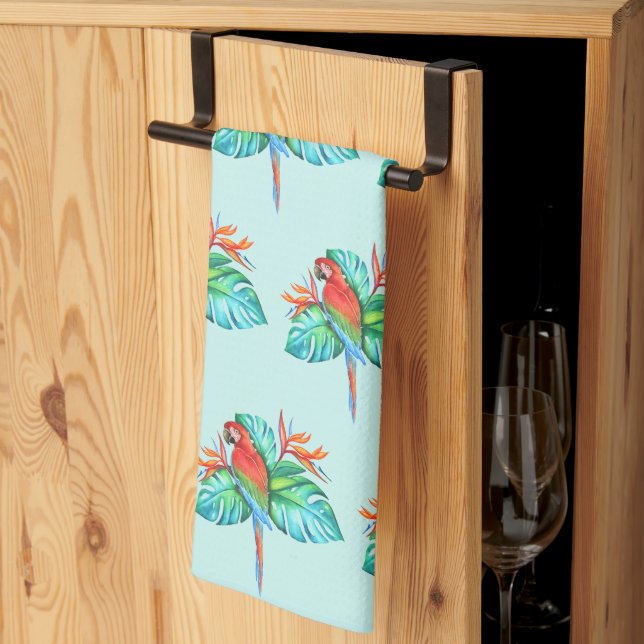Tropical Macaw Parrot Kitchen Towel (Thirds Fold)