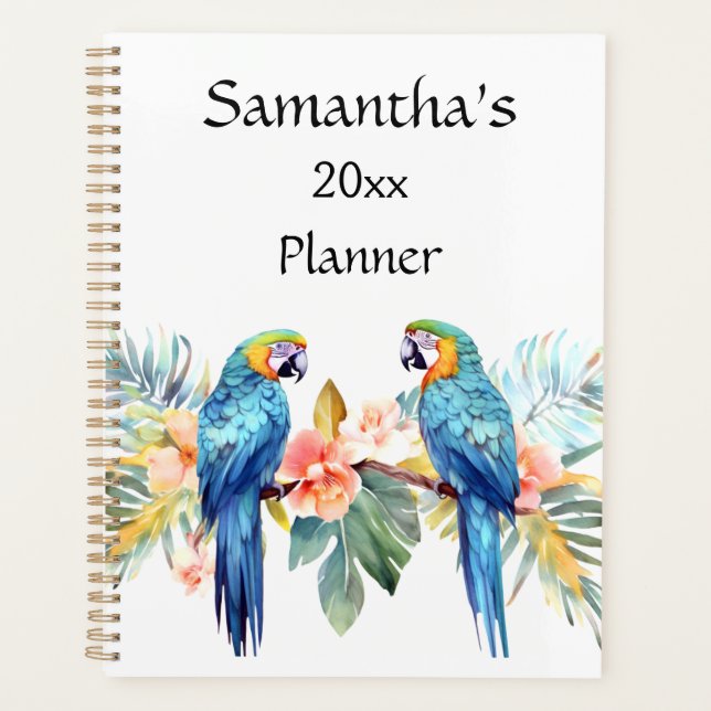 Tropical Macaw Parrot Personalised Planner (Front)
