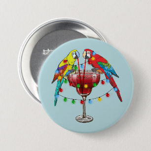 Tropical Macaws Drinking Wine 7.5 Cm Round Badge