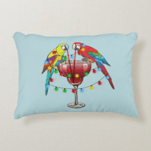 Tropical Macaws Drinking Wine Decorative Cushion