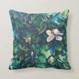 Tropical Magnolia square throw pillow