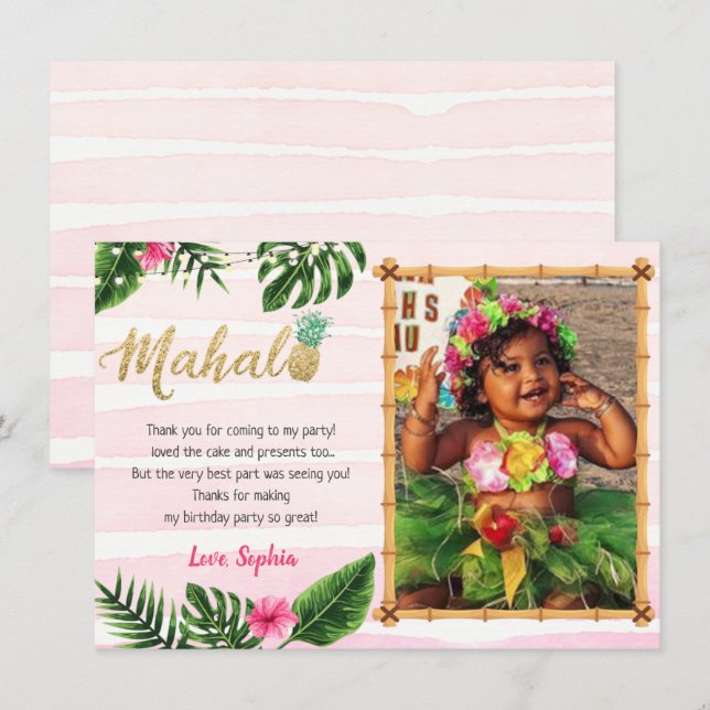 Tropical Mahalo Thank You Card (Front/Back)