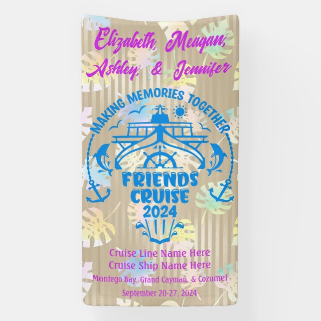 Tropical Making Memories Together Friend Cruise Banner (Vertical)
