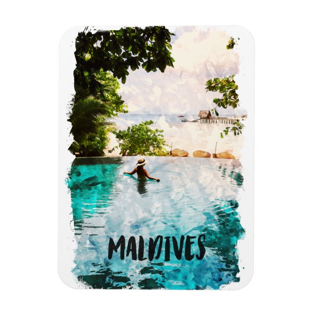Tropical Maldives Indian Ocean Scenery Magnet (Vertical)