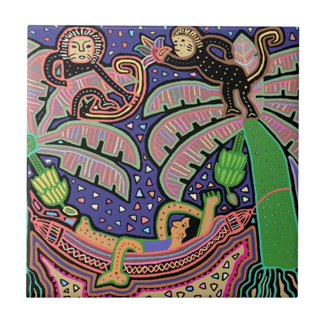 Tropical Man in Hammock Tile (Front)