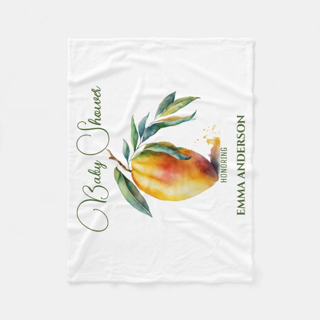 Tropical Mango | Baby Shower Fleece Blanket (Front)