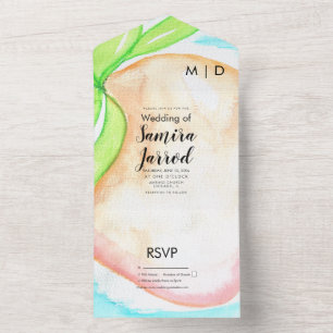 Tropical Mango Hand Painted Summer Wedding   All In One Invitation
