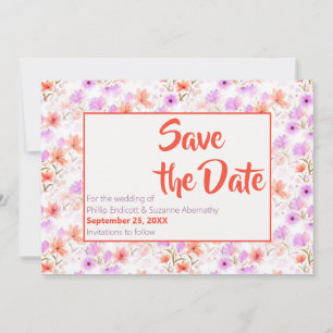 Tropical Mango Orange Floral Pattern Save the Date Invitation