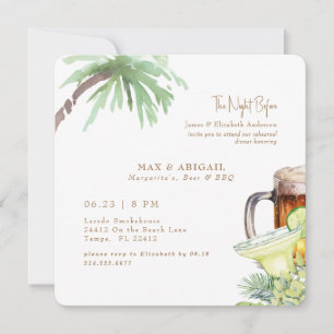 Tropical Margaritas Beer & BBQ the Night Before Invitation